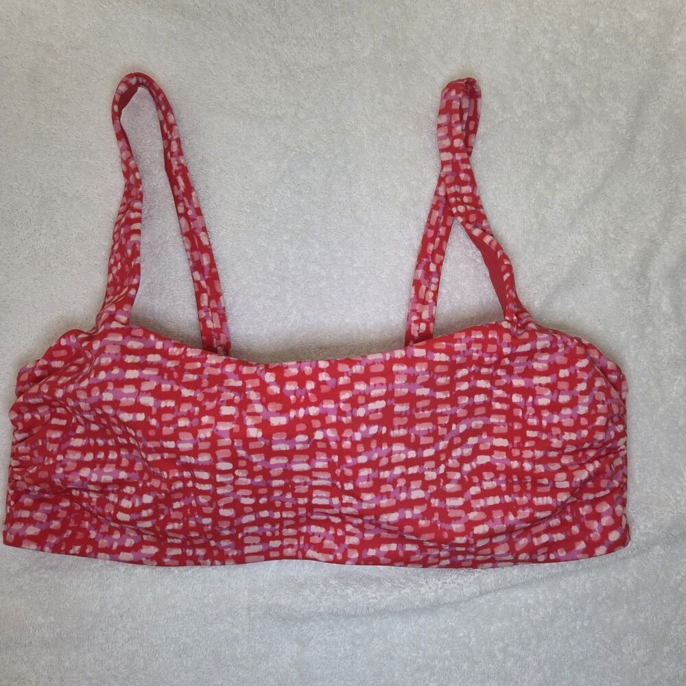 Athleta Women Swimwear Bra Cup 38 B/C Red Geometric Strap Bikini Top